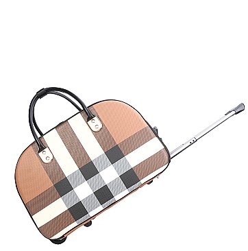 Plaid Rolling Travel Duffle Bag