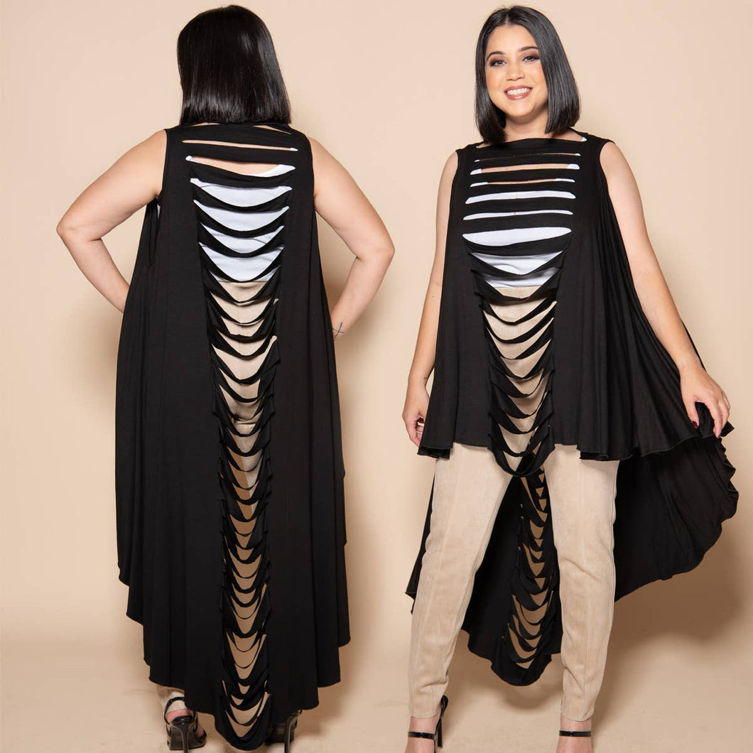 Slitback Convertible Shawl - BLACK